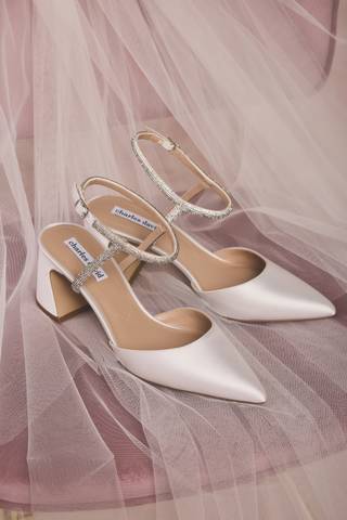 Picture of Satin Pointed Toe Block Heels with Crystal Straps